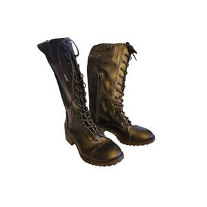 Bongo NWOT Angie Combat Boots Black Lace up, Side Zipper Size 8